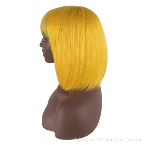 Fashion Woman Wigs Natural Colours With bang Heat-resisting Soft Hair Bob Style Brown Black Woman Wig Bob Short Synthetic Wig